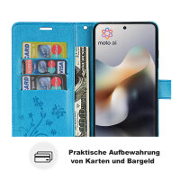 Hülle Motorola Moto G56 Handyhülle mit [Standfunktion][Kartenfächern] in Blau