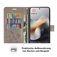 Hülle Motorola Moto G56 Handyhülle mit [Standfunktion][Kartenfächern] in Grau