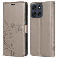 Hülle Motorola Moto G56 Handyhülle mit [Standfunktion][Kartenfächern] in Grau