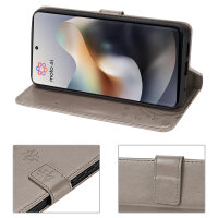 Hülle Motorola Moto G56 Handyhülle mit [Standfunktion][Kartenfächern] in Grau