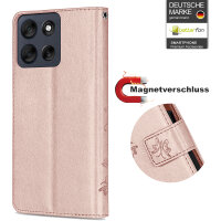 Hülle Motorola Moto G56 Handyhülle mit [Standfunktion][Kartenfächern] in Rosegold