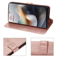 Hülle Motorola Moto G56 Handyhülle mit [Standfunktion][Kartenfächern] in Rosegold