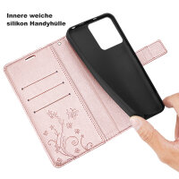 Hülle Motorola Moto G56 Handyhülle mit [Standfunktion][Kartenfächern] in Rosegold