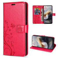 Hülle Motorola Moto G56 Handyhülle mit [Standfunktion][Kartenfächern] in Rot