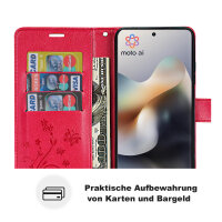 Hülle Motorola Moto G56 Handyhülle mit [Standfunktion][Kartenfächern] in Rot