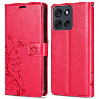 Hülle Motorola Moto G56 Handyhülle mit [Standfunktion][Kartenfächern] in Rot