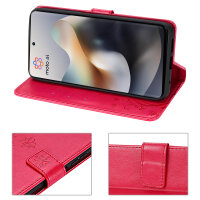 Hülle Motorola Moto G56 Handyhülle mit [Standfunktion][Kartenfächern] in Rot