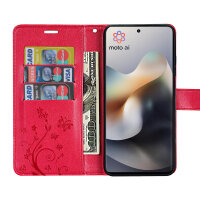 Hülle Motorola Moto G56 Handyhülle mit [Standfunktion][Kartenfächern] in Rot