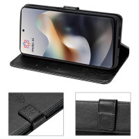Hülle Motorola Moto G56 Handyhülle mit [Standfunktion][Kartenfächern] in Schwarz