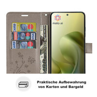 Hülle Motorola Moto G86 Handyhülle mit [Standfunktion][Kartenfächern] in Grau