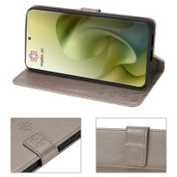 Hülle Motorola Moto G86 Handyhülle mit [Standfunktion][Kartenfächern] in Grau