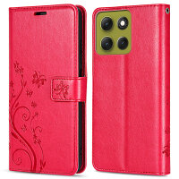 Hülle Motorola Moto G86 Handyhülle mit [Standfunktion][Kartenfächern] in Rot