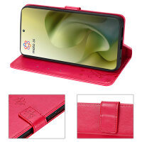 Hülle Motorola Moto G86 Handyhülle mit [Standfunktion][Kartenfächern] in Rot