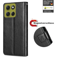 Hülle Motorola Moto G86 Handyhülle mit [Standfunktion][Kartenfächern] in Schwarz