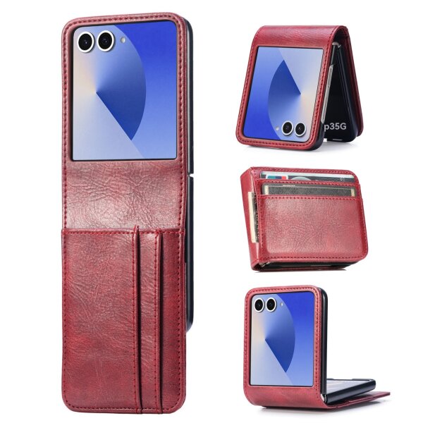 Hülle für Samsung Galaxy Z Flip 7 - Handyhülle Schutzhülle Flip Case Etui TPU Weinrot