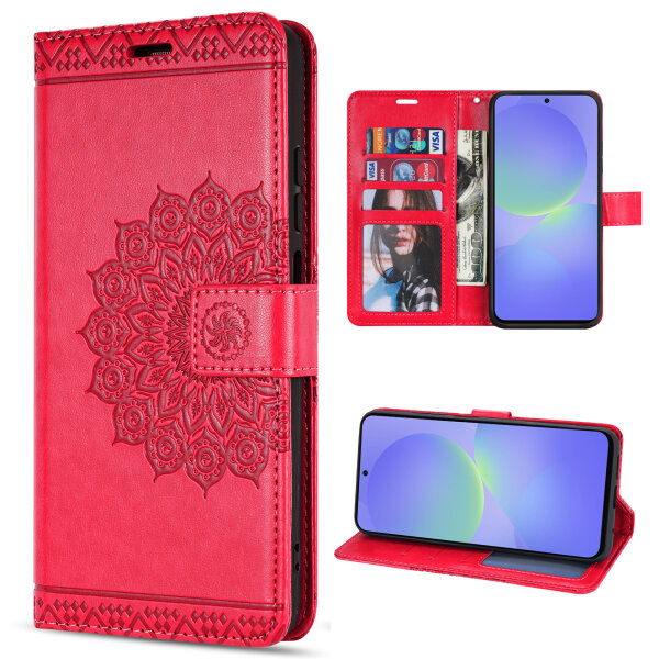 Hülle für Samsung Galaxy A36/ A56 Handy Tasche Case Schutzhülle Schale Etui BF Mandala Rot