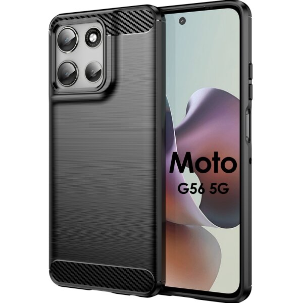 Carbon Hülle für Moto G56 Hülle Handyhülle Outdoor Handy Tasche Bumper Case Back Cover