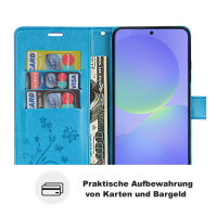 Hülle für Samsung Galaxy A36/ A56 Handy Tasche Case Schutzhülle Schale Etui BF Flower  Blau