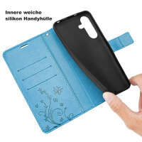 Hülle für Samsung Galaxy A36/ A56 Handy Tasche Case Schutzhülle Schale Etui BF Flower  Blau