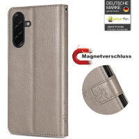 Hülle für Samsung Galaxy A36/ A56 Handy Tasche Case Schutzhülle Schale Etui BF Flower Grau