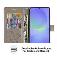 Hülle für Samsung Galaxy A36/ A56 Handy Tasche Case Schutzhülle Schale Etui BF Flower Grau