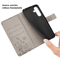 Hülle für Samsung Galaxy A36/ A56 Handy Tasche Case Schutzhülle Schale Etui BF Flower Grau