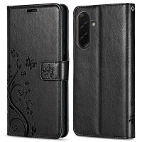 Hülle für Samsung Galaxy A36/ A56 Handy Tasche Case Schutzhülle Schale Etui BF Flower Schwarz