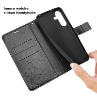 Hülle für Samsung Galaxy A36/ A56 Handy Tasche Case Schutzhülle Schale Etui BF Flower Schwarz