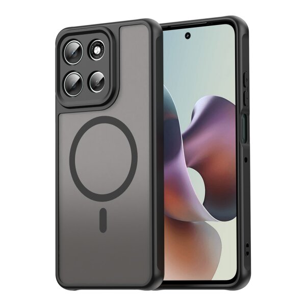 Magsafe Handyhülle für Motorola Moto G56 Matt Case Schutzhülle Kratzfest Magnet Hülle Schwarz