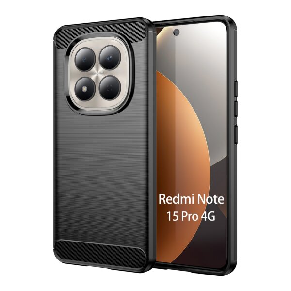 Xiaomi Redmi Note 15 Pro 4G Handy Tasche Carbon Hülle Schutzhülle Back Cover TPU Case Outdoor Bumper