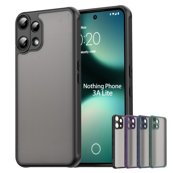 Handyhülle für Nothing Phone 3A Lite Matt Stoßfest Schutzhülle Back cover in Schwarz