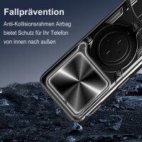 Outdoor Panzer Hülle für ZTE Blade A56 Handyhülle mit Slide Kameraschutz Ringhalter Bumper in Schwarz