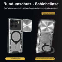 Outdoor Panzer Hülle für ZTE Blade A56 Handyhülle mit Slide Kameraschutz Ringhalter Bumper in Silber