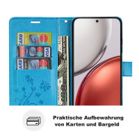 Hülle für Honor Magic 8 Lite Handyhülle Schutzhülle Wallet Case Klapphülle Etui Blau