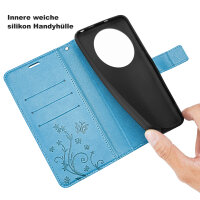 Hülle für Honor Magic 8 Lite Handyhülle Schutzhülle Wallet Case Klapphülle Etui Blau