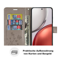 Hülle für Honor Magic 8 Lite Handyhülle Schutzhülle Wallet Case Klapphülle Etui Grau