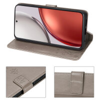 Hülle für Honor Magic 8 Lite Handyhülle Schutzhülle Wallet Case Klapphülle Etui Grau