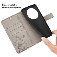 Hülle für Honor Magic 8 Lite Handyhülle Schutzhülle Wallet Case Klapphülle Etui Grau