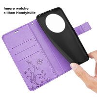 Hülle für Honor Magic 8 Lite Handyhülle Schutzhülle Wallet Case Klapphülle Etui Lila