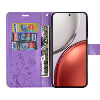 Hülle für Honor Magic 8 Lite Handyhülle Schutzhülle Wallet Case Klapphülle Etui Lila