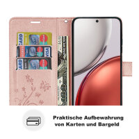 Hülle für Honor Magic 8 Lite Handyhülle Schutzhülle Wallet Case Klapphülle Etui Rosegold