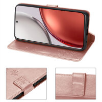Hülle für Honor Magic 8 Lite Handyhülle Schutzhülle Wallet Case Klapphülle Etui Rosegold