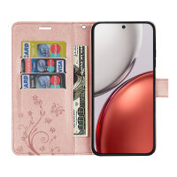 Hülle für Honor Magic 8 Lite Handyhülle Schutzhülle Wallet Case Klapphülle Etui Rosegold