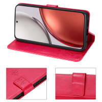 Hülle für Honor Magic 8 Lite Handyhülle Schutzhülle Wallet Case Klapphülle Etui Rot