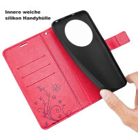 Hülle für Honor Magic 8 Lite Handyhülle Schutzhülle Wallet Case Klapphülle Etui Rot