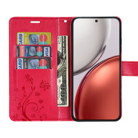 Hülle für Honor Magic 8 Lite Handyhülle Schutzhülle Wallet Case Klapphülle Etui Rot