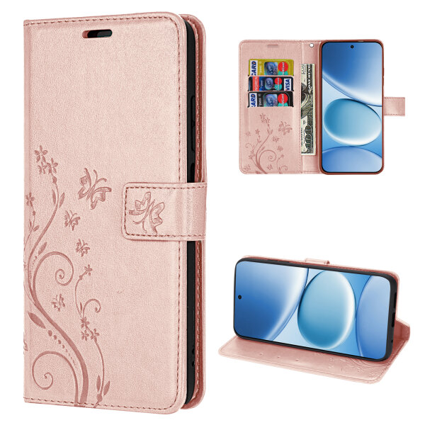 Hülle für Xiaomi Redmi Note 15 Pro 4G Handyhülle Wallet Case Klapphülle in Rosegold