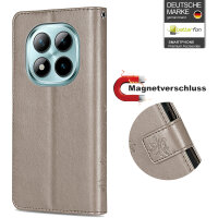 Hülle für Xiaomi Redmi Note 15 Pro+ Handyhülle Wallet Case Klapphülle in Grau