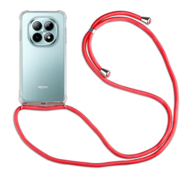 Handykette für Xiaomi Redmi Note 15 4G / 5G Hülle mit Band Case Handyhülle mit Kette in Rot
