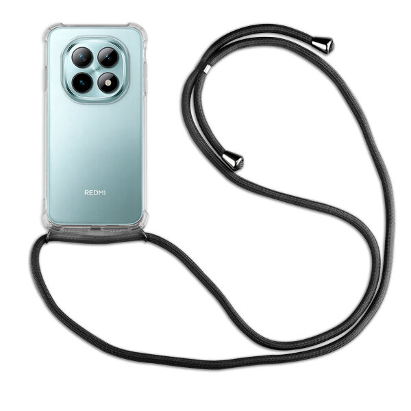 Handykette für Xiaomi Redmi Note 15 4G / 5G Hülle mit Band Case Handyhülle mit Kette in Schwarz